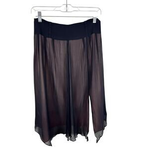 The Addison Story 100% Silk Black Pink Asymmetrical Hem Lightweight Skirt Size M